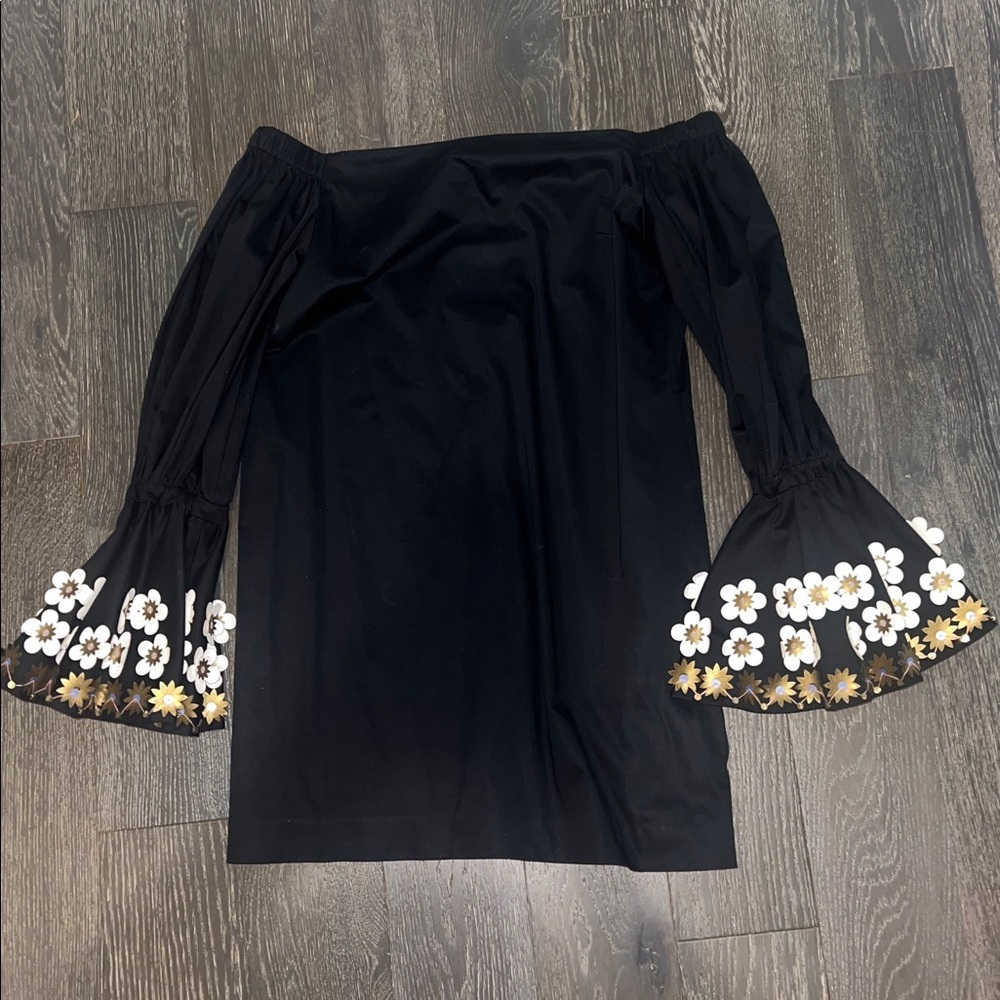 Alexis Black Mini Dress with Floral Accents